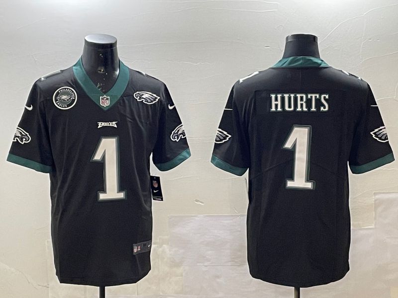 Men Philadelphia Eagles #1 Hurts Black 2025 Nike Vapor Limited NFL Jersey style 5